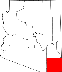 Carte indiquant la situation du comté de Cochise (en rouge) dans l'État de l'Arizona