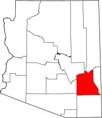 Carte indiquant la situation du comté de Graham (en rouge) dans l'État de l'Arizona