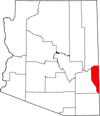 Carte indiquant la situation du comté de Greenlee (en rouge) dans l'État de l'Arizona