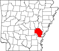 Localisation du comté d'Arkansas (en rouge) dans l'Arkansas