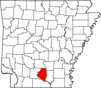 Localisation du comté de Calhoun (en rouge) dans l'Arkansas