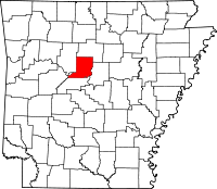 Localisation du comté de Conway (en rouge) dans l'Arkansas