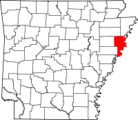 Localisation du comté de Crittenden (en rouge) dans l'Arkansas