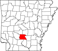 Localisation du comté de Dallas (en rouge) dans l'Arkansas