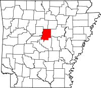 Localisation du comté de Faulkner (en rouge) dans l'Arkansas