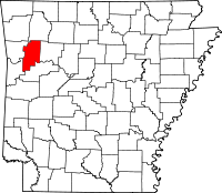 Localisation du comté de Franklin (en rouge) dans l'Arkansas