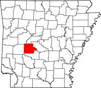 Localisation du comté de Garland (en rouge) dans l'Arkansas