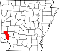 Localisation du comté de Howard (en rouge) dans l'Arkansas