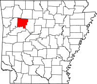 Localisation du comté de Johnson (en rouge) dans l'Arkansas