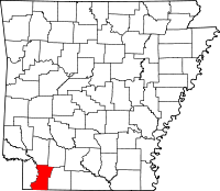 Localisation du comté de Lafayette (en rouge) dans l'Arkansas