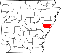 Localisation du comté de Lee (en rouge) dans l'Arkansas