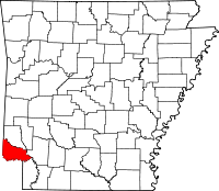 Localisation du comté de Little River (en rouge) dans l'Arkansas