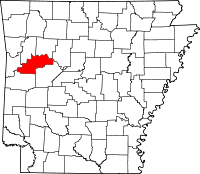 Localisation du comté de Logan (en rouge) dans l'Arkansas
