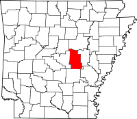 Localisation du comté de Lonoke (en rouge) dans l'Arkansas