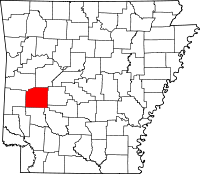 Localisation du comté de Montgomery (en rouge) dans l'Arkansas