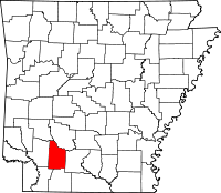 Localisation du comté de Nevada (en rouge) dans l'Arkansas