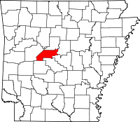 Localisation du comté de Perry (en rouge) dans l'Arkansas