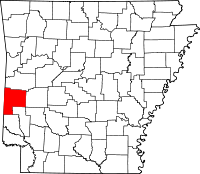 Localisation du comté de Polk (en rouge) dans l'Arkansas