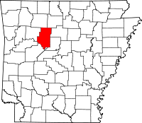 Localisation du comté de Pope (en rouge) dans l'Arkansas
