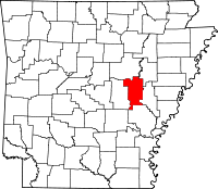 Localisation du comté de Prairie (en rouge) dans l'Arkansas