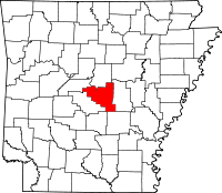 Localisation du comté de Pulaski (en rouge) dans l'Arkansas