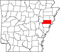 Localisation du comté de St. Francis (en rouge) dans l'Arkansas