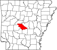 Localisation du comté de Saline (en rouge) dans l'Arkansas