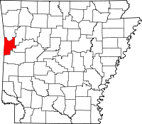 Localisation du comté de Sebastian (en rouge) dans l'Arkansas
