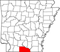 Localisation du comté de Union (en rouge) dans l'Arkansas