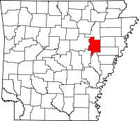 Localisation du comté de Woodruff (en rouge) dans l'Arkansas