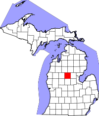 Map of Michigan highlighting Clare County.svg