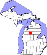 Map of Michigan highlighting Missaukee County.svg