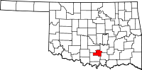 Map of Oklahoma highlighting Murray County.svg