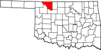 Map of Oklahoma highlighting Woods County.svg