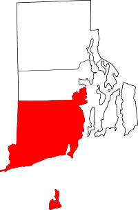 Localisation du comté de Washington (en rouge) dans le Rhode Island