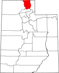 Localisation du comté de Cache sur la carte de l’Utah