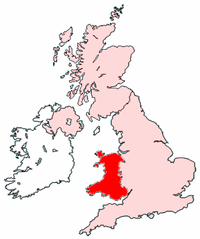 Localisation du pays de Galles dans le Royaume-Uni