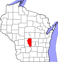Localisation du comté d'Adams sur la carte de l'État du Wisconsin