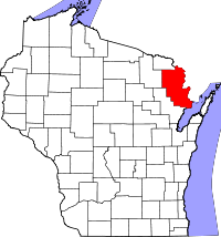 Map of Wisconsin highlighting Marinette County.svg
