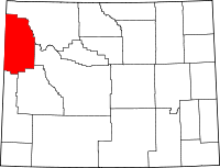Localisation du comté de Teton sur la carte du Wyoming