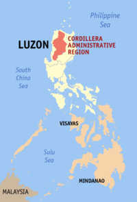 Localisation de la région administrative de la Cordillère (en rouge) dans les Philippines.