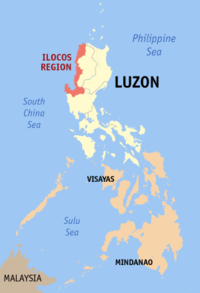 Localisation de la région d'Ilocos (en rouge) dans les Philippines.