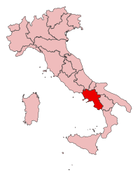 Carte situant la Campanie en Italie