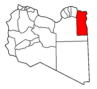 Localisation de la chabiyah d'Al Boutnan (en rouge) à l'intérieur de la Libye