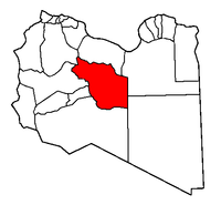Localisation de la chabiyah d'Al Djoufrah (en rouge) à l'intérieur de la Libye