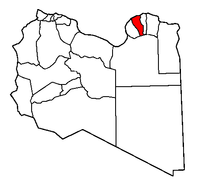 Localisation de la chabiyah d'Al Marj (en rouge) à l'intérieur de la Libye