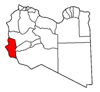Localisation de la chabiyah de Ghat (en rouge) à l'intérieur de la Libye
