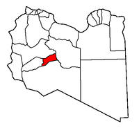 Localisation de la chabiyah de Sabha (en rouge) à l'intérieur de la Libye
