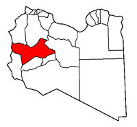 Localisation de la chabiyah de Wadi ach Chatii (en rouge) à l'intérieur de la Libye