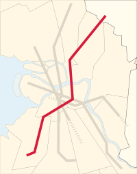 Plan de la ligne Kirovsko-Vyborgskaïa à Saint-Pétersbourg.